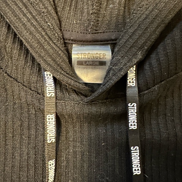 Stronger from Sweden cropped black Cush hoodie ribbed size L $125+ tax - Picture 7 of 7